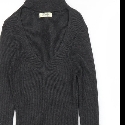 Close-up detail of Only women’s grey basic blouse, size S