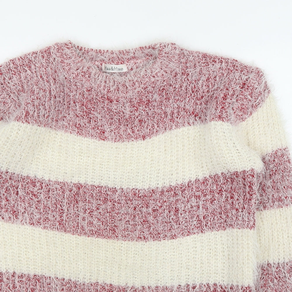 Hua & Huo Womens Red Striped  Pullover Jumper Size M