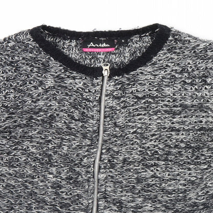Close-up detail of arista women’s black cardigan jumper, size S