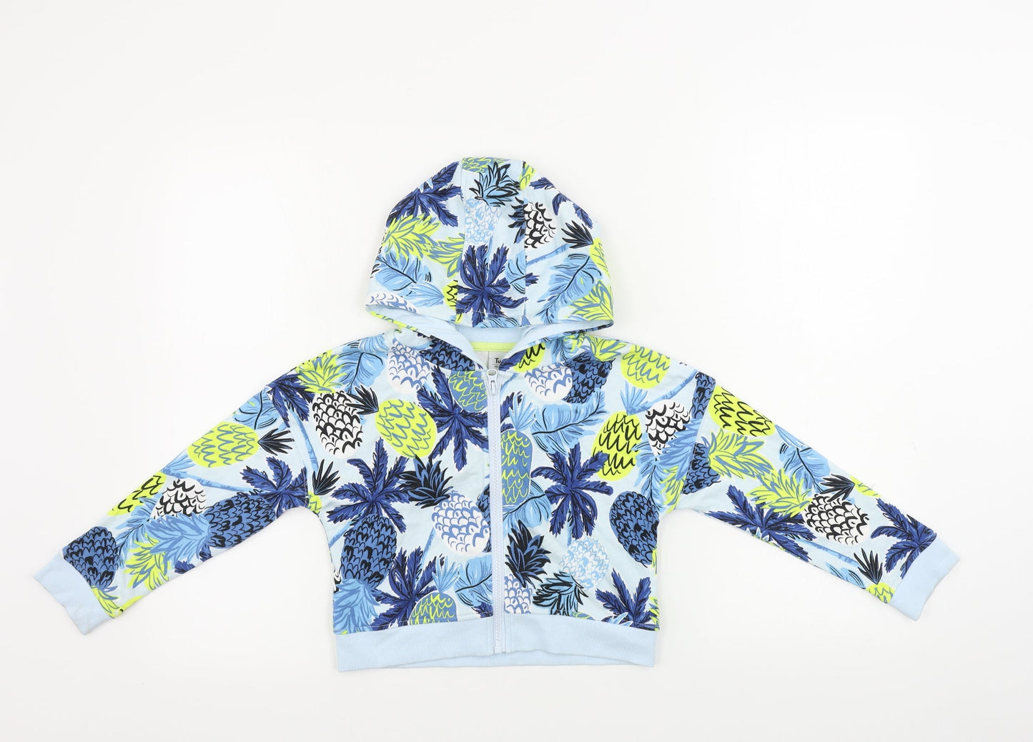 TU Boys Blue Floral  Full Zip Hoodie Size 7 Years