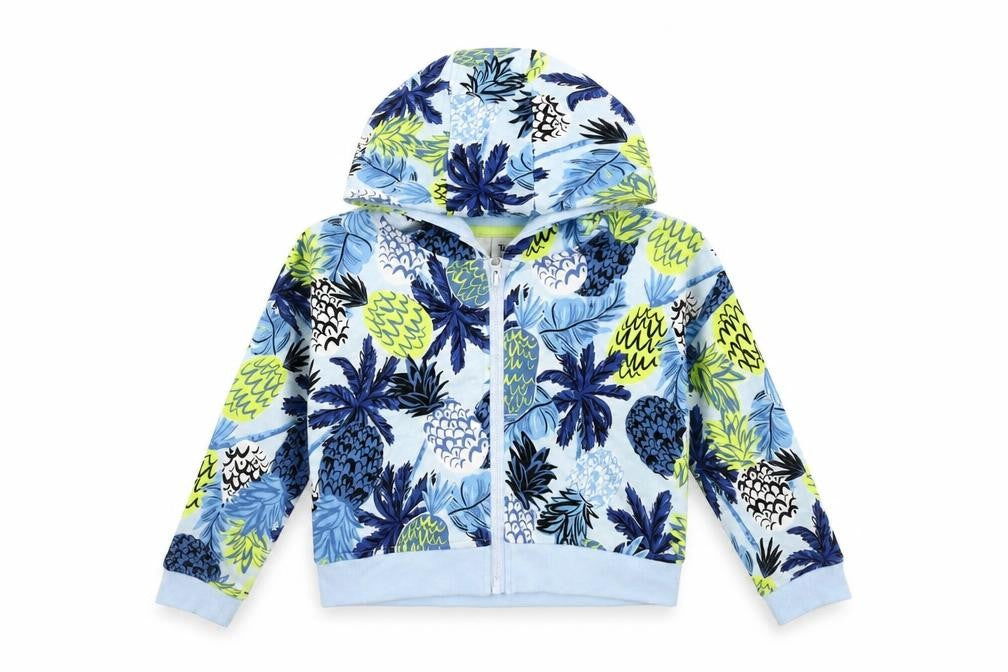 TU Boys Blue Floral  Full Zip Hoodie Size 7 Years