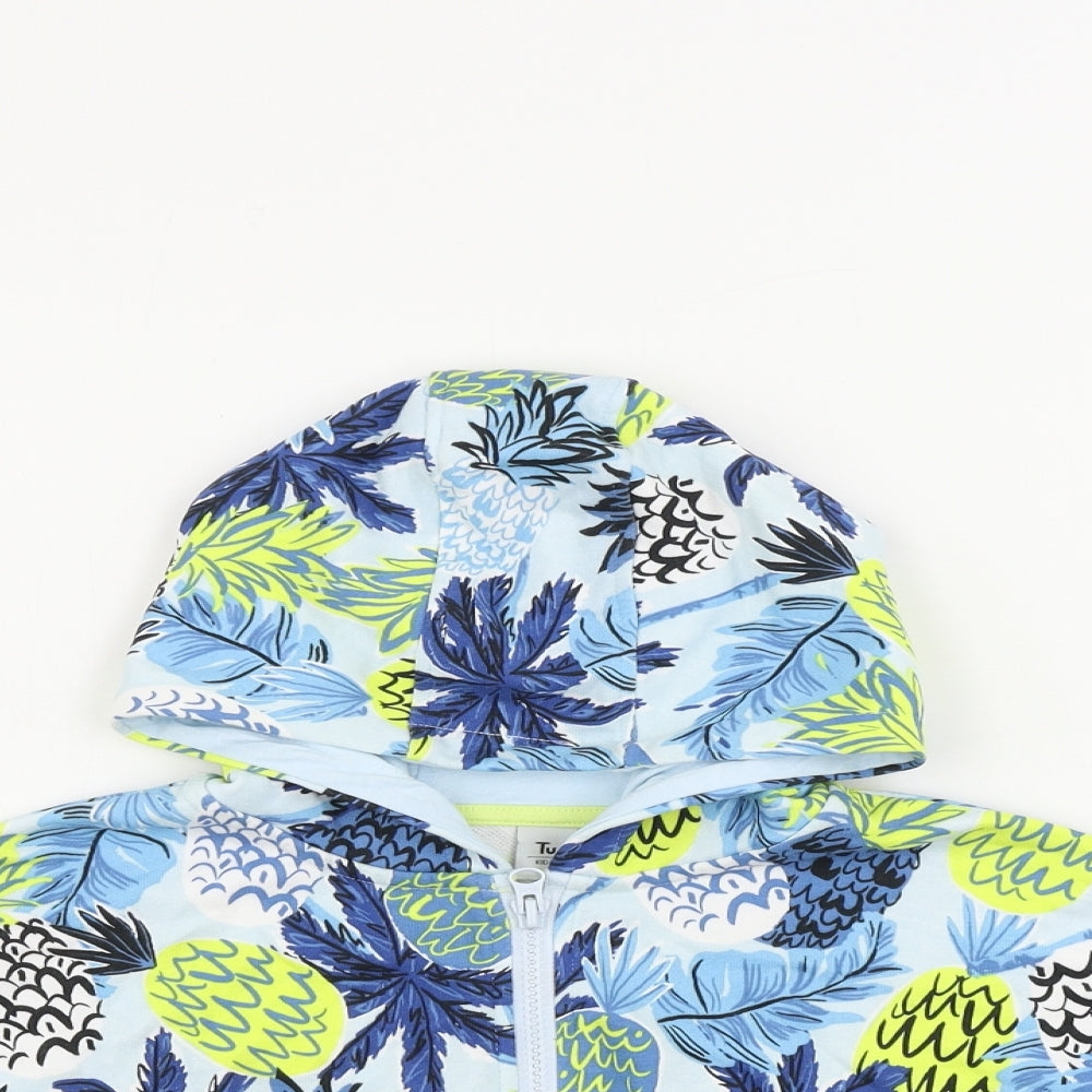TU Boys Blue Floral  Full Zip Hoodie Size 7 Years