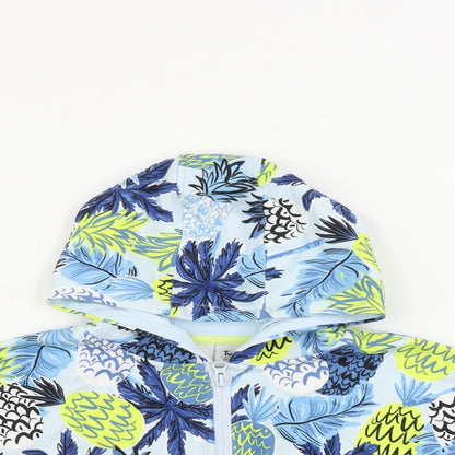 Tu Boys Blue Floral  Full Zip Hoodie Size 7 Years