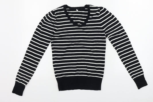 Atmosphere  Womens Black Striped  Pullover Jumper Size 8