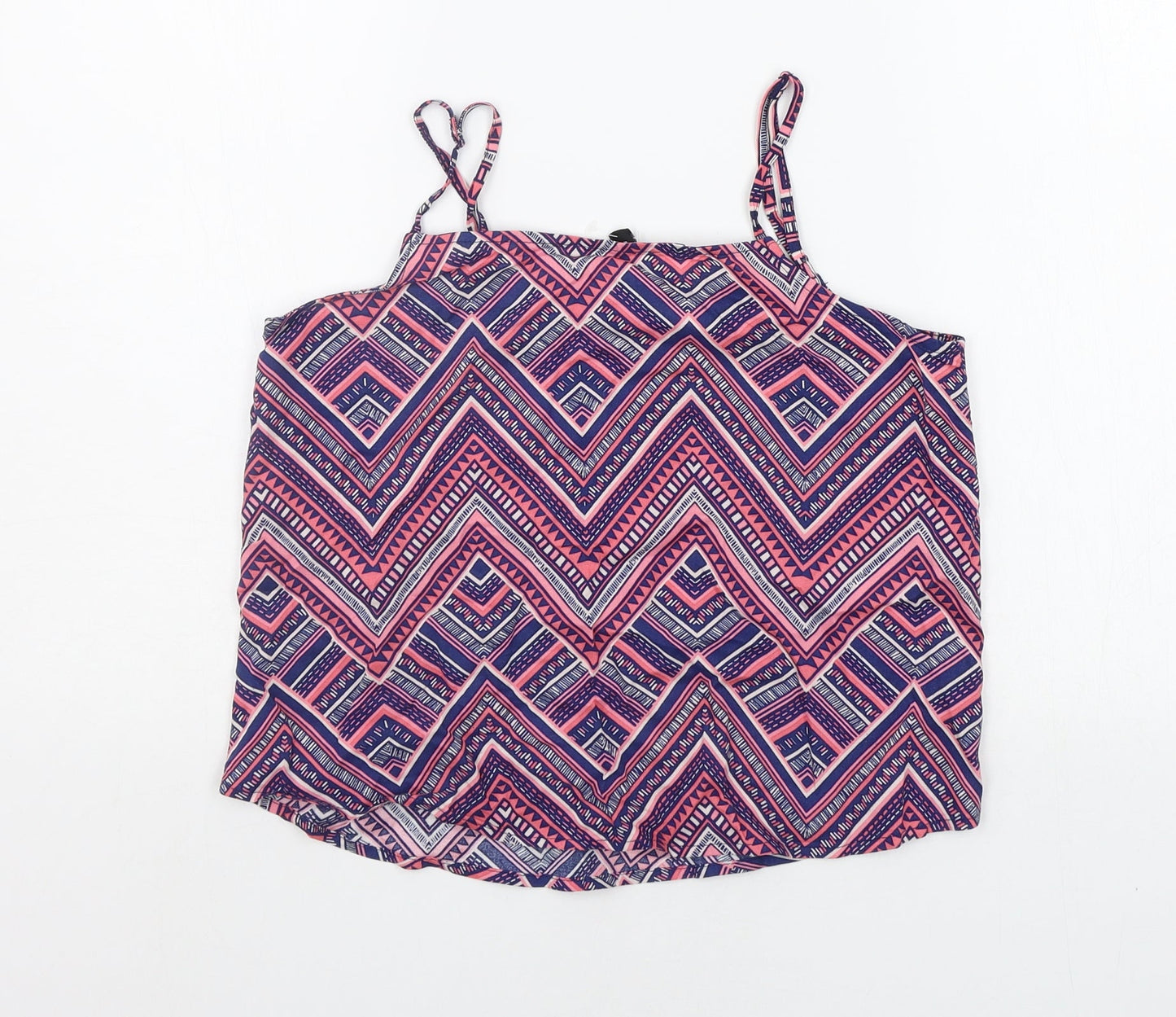 Divided Womens Blue Geometric  Basic Tank Size 6