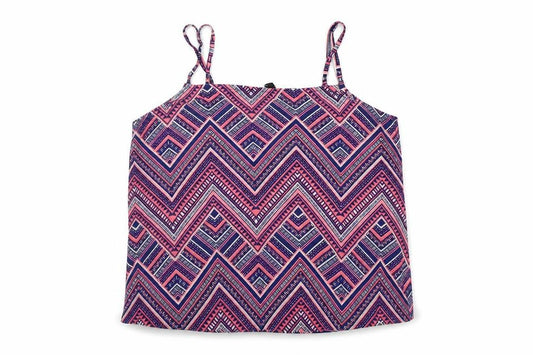 Divided Womens Blue Geometric  Basic Tank Size 6