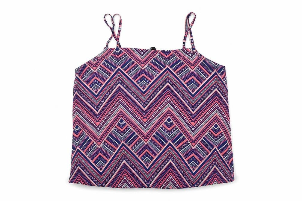 Divided Womens Blue Geometric  Basic Tank Size 6