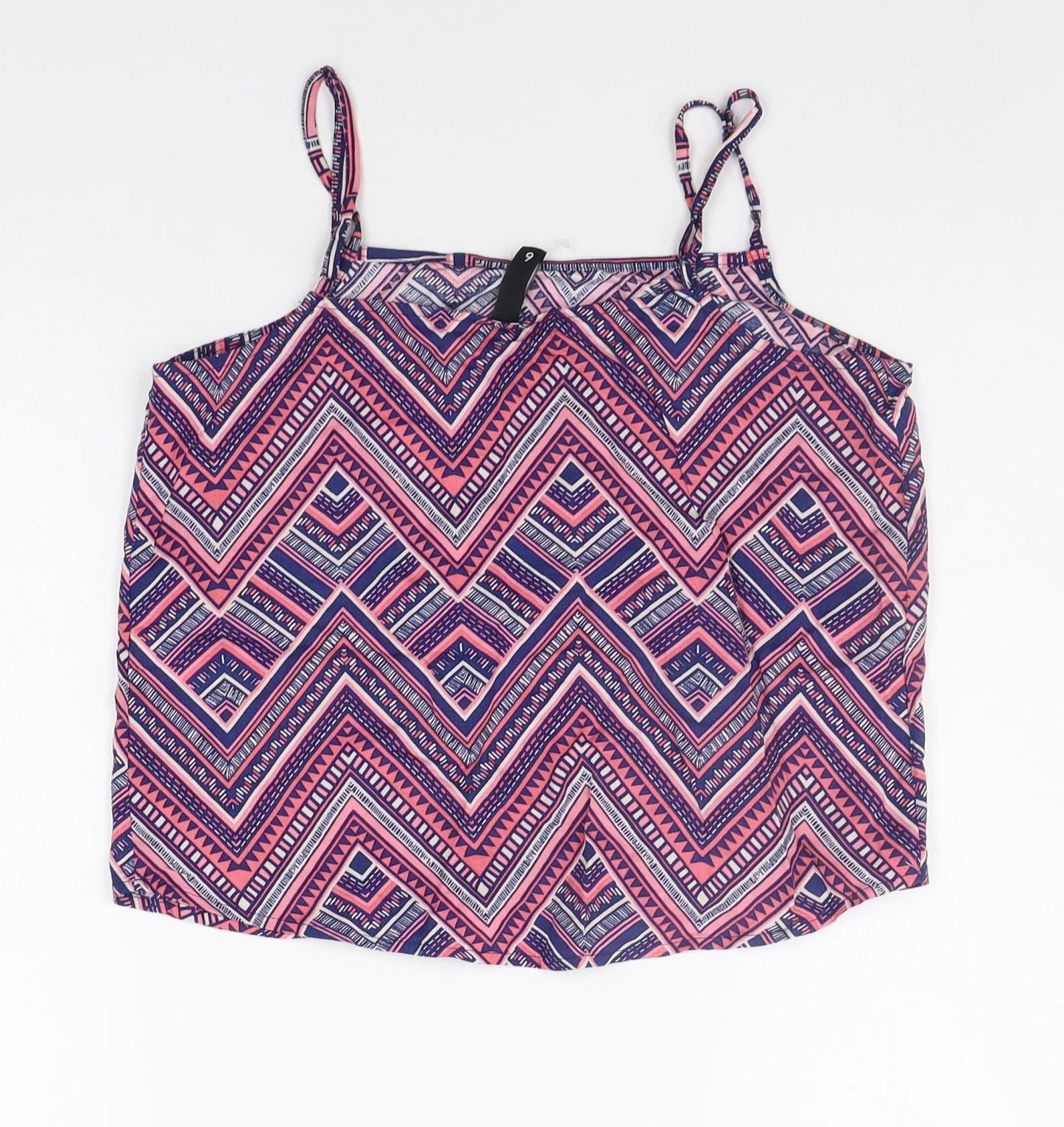 Divided Womens Blue Geometric  Basic Tank Size 6