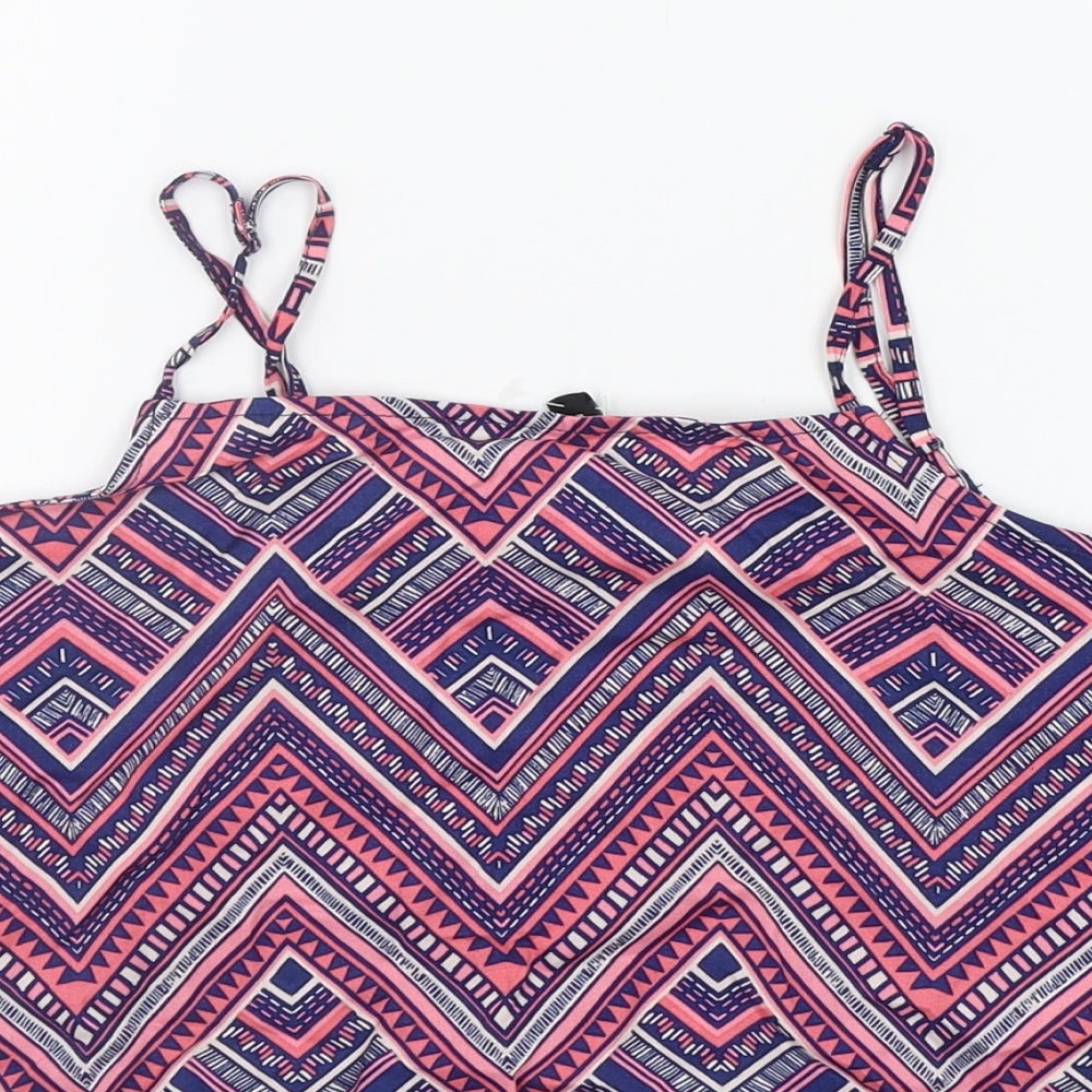 Divided Womens Blue Geometric  Basic Tank Size 6