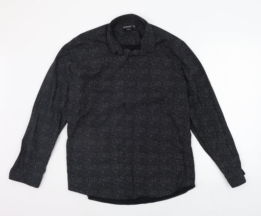 Cedar Wood State Mens Black Polka Dot   Button-Up Size 16