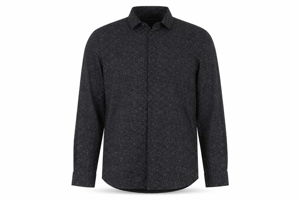Cedarwood State Mens Black Polka Dot Button-Up Size 16