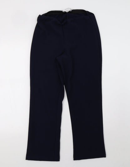 Additional front view of tru collection women’s blue trousers, size UK 12, 26-inch leg