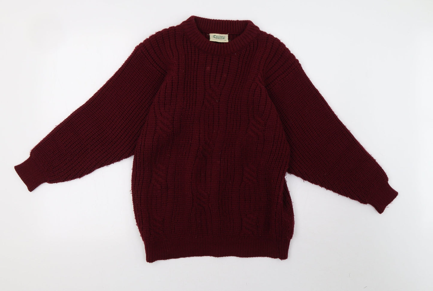 county Womens Red  Knit Pullover Sweatshirt Size M