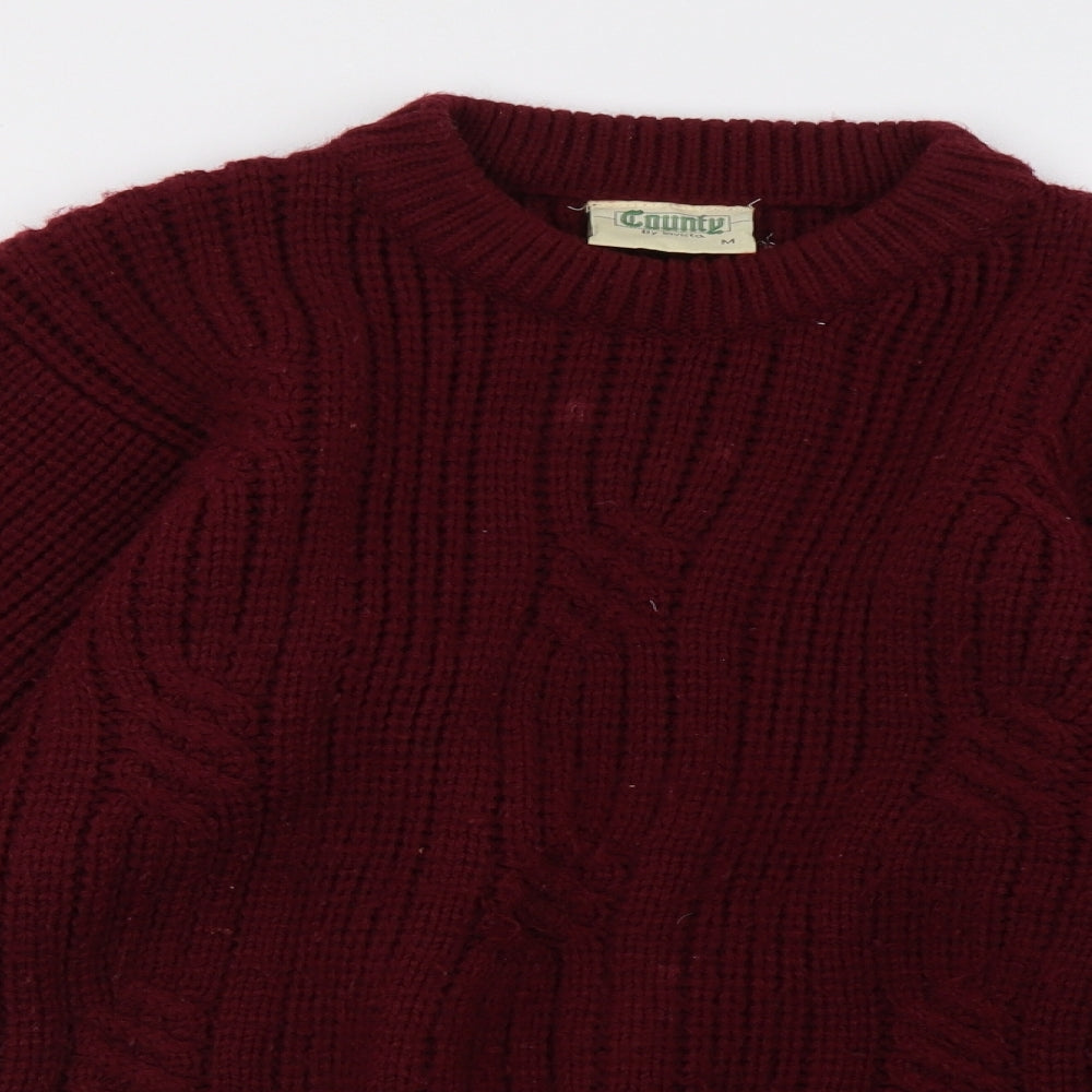 county Womens Red  Knit Pullover Sweatshirt Size M