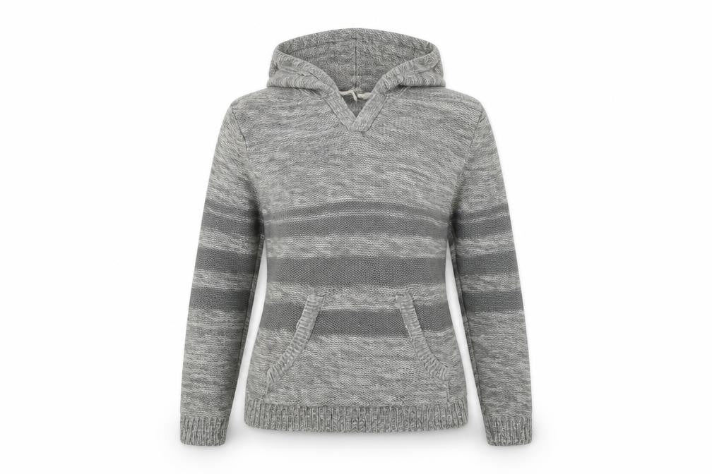 mrp Womens Grey  Knit Pullover Hoodie Size M