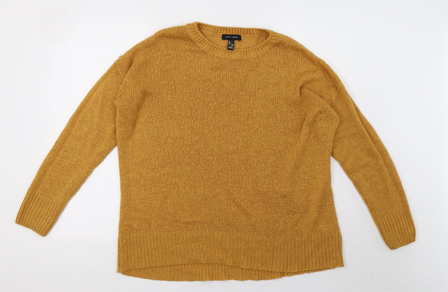 New Look Womens Yellow  Knit Pullover Sweatshirt Size L