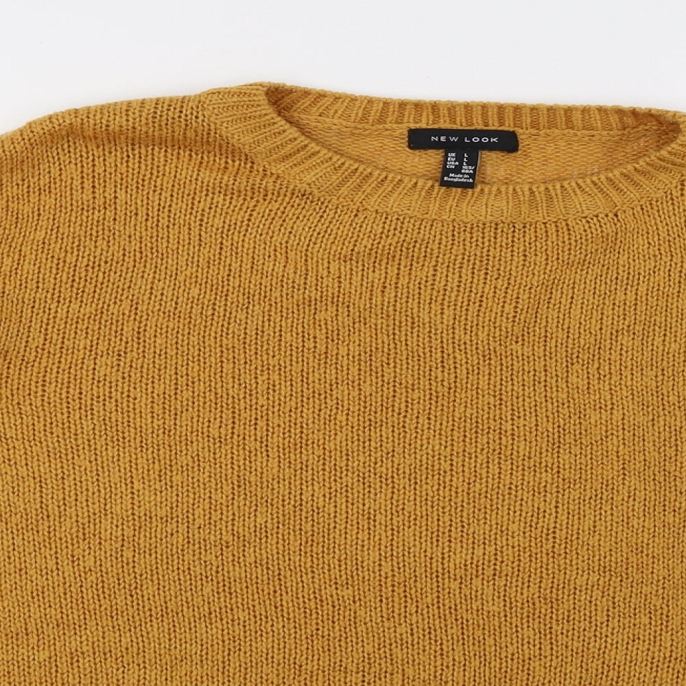 New Look Womens Yellow  Knit Pullover Sweatshirt Size L