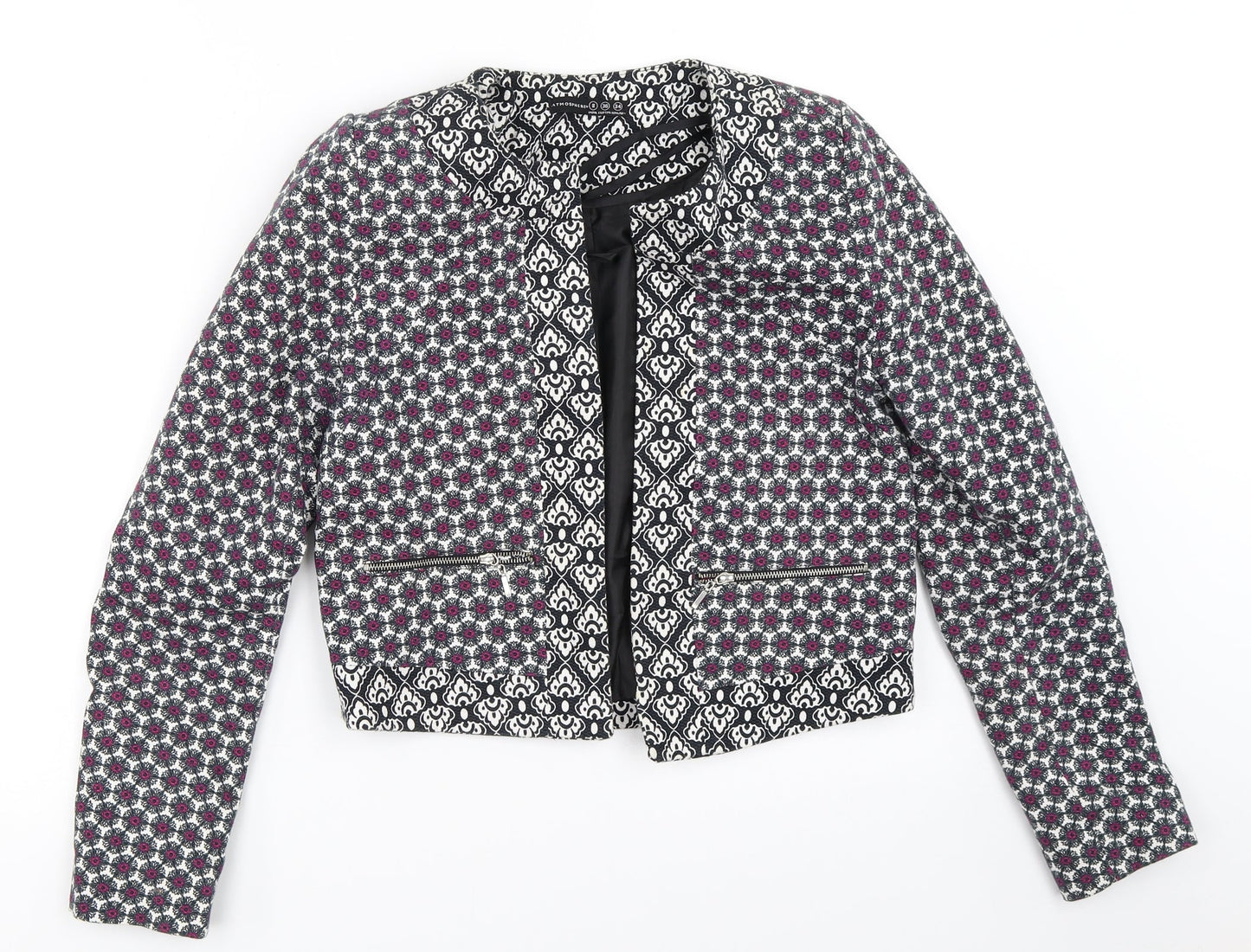 Atmosphere Womens Black Geometric  Jacket  Size 8