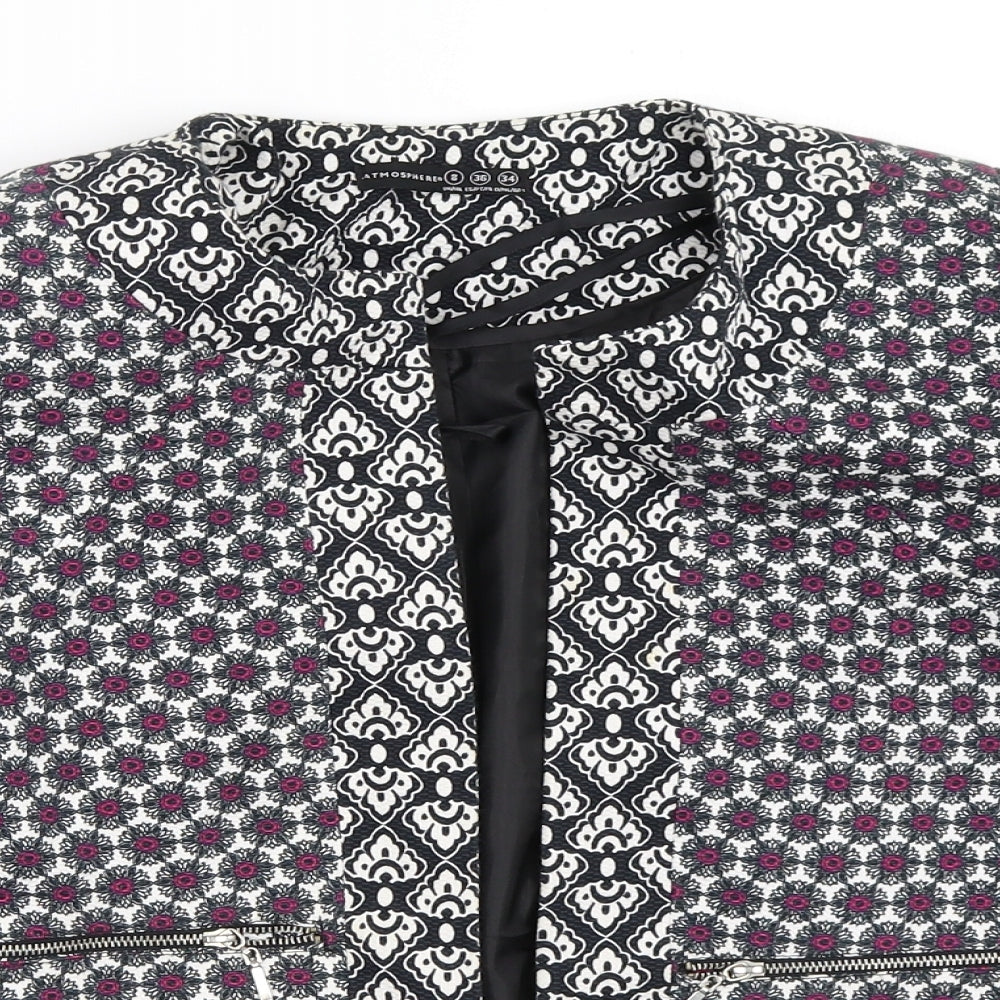 Atmosphere Womens Black Geometric  Jacket  Size 8