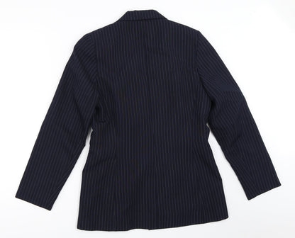 Back view of Atmosphere women’s blue striped jacket blazer, size UK 10