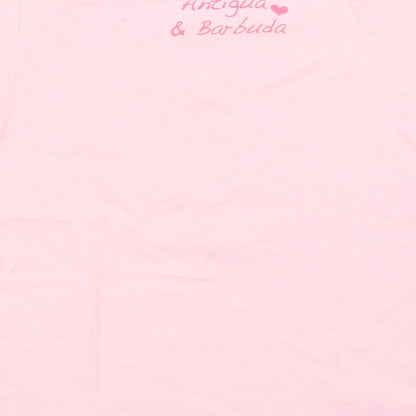 Brand and care label for Morpho girls’ pink basic t-shirt, size 4, years