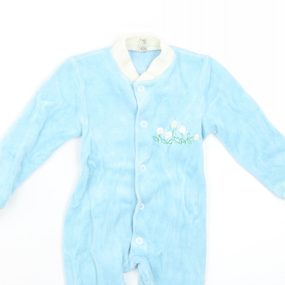 frottee stretch Baby Blue Geometric  Babygrow One-Piece Size 0-3 Months