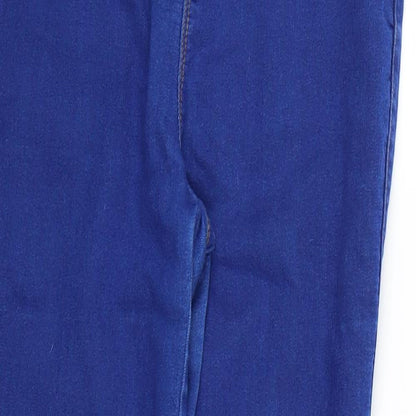 Close-up detail of Denim & Co. women’s blue jegging jeans, size UK 12, 28-inch leg