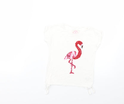 Additional front view of Tu girls’ white geometric basic t-shirt, size 4, years
