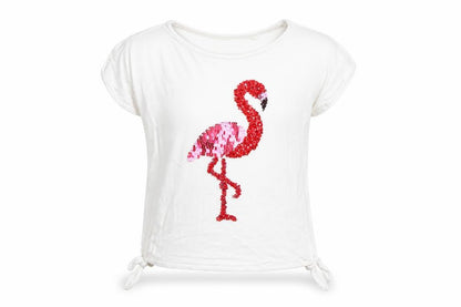 Front view of Tu girls’ white geometric basic t-shirt, size 4, years