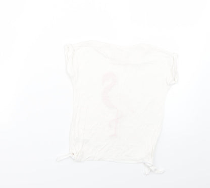 Back view of Tu girls’ white geometric basic t-shirt, size 4, years
