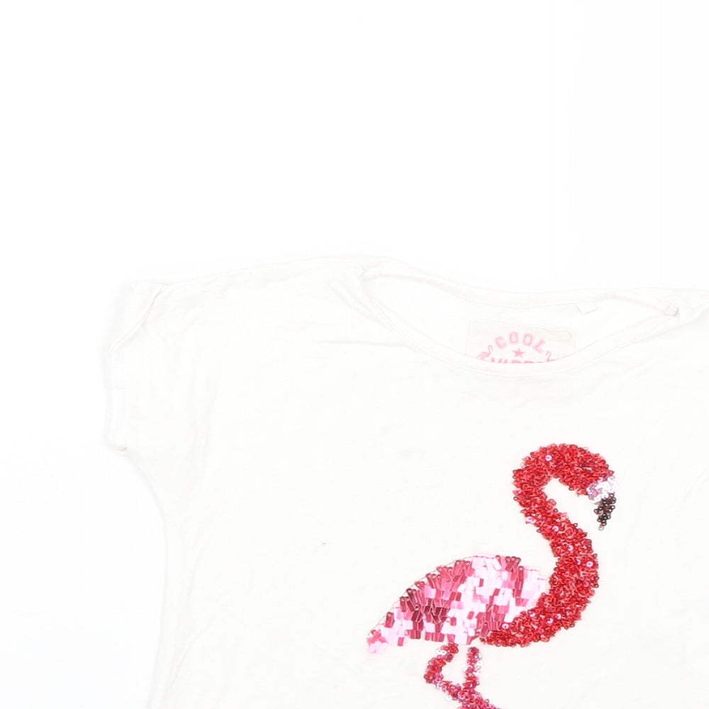 TU Girls White Geometric  Basic T-Shirt Size 4 Years
