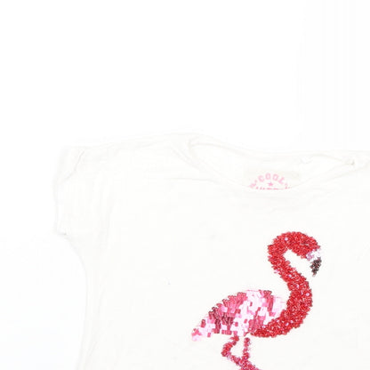 Close-up detail of Tu girls’ white geometric basic t-shirt, size 4, years