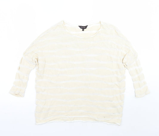 Phase Eight Womens Beige Striped  Pullover Jumper Size 10