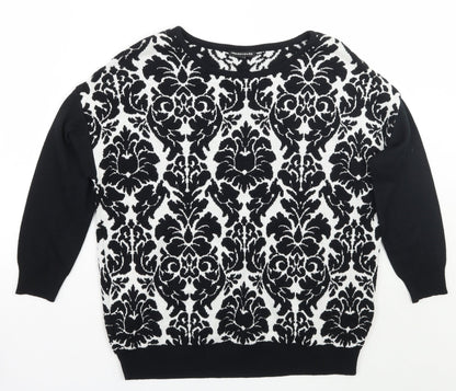 Warehouse Womens Black Floral  Pullover Jumper Size 6