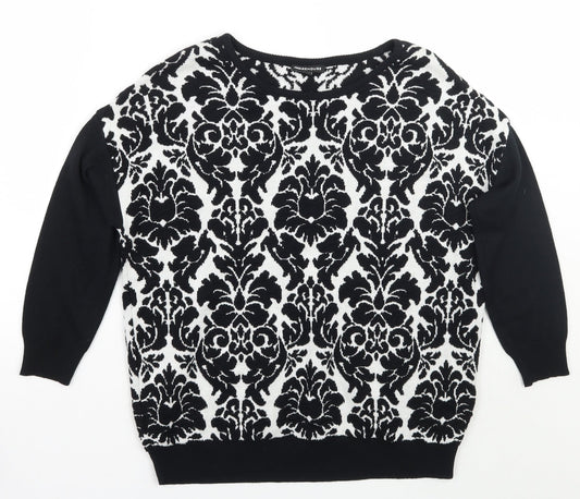 Warehouse Womens Black Floral  Pullover Jumper Size 6