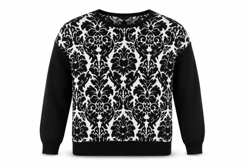 Warehouse Womens Black Floral  Pullover Jumper Size 6