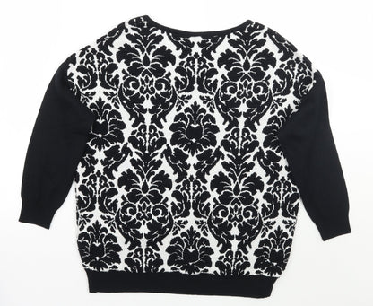 Warehouse Womens Black Floral  Pullover Jumper Size 6