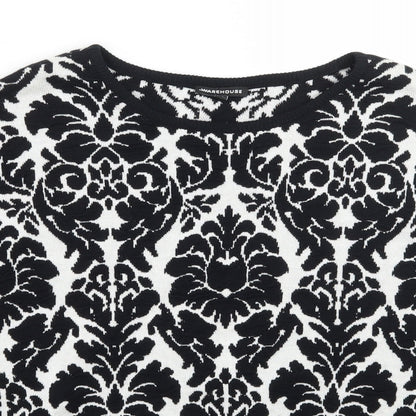 Warehouse Womens Black Floral  Pullover Jumper Size 6