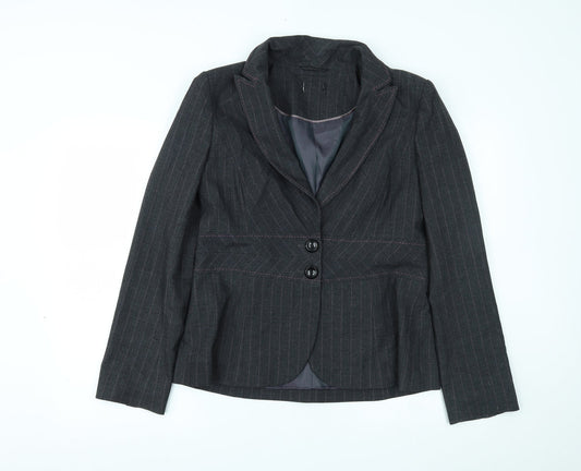 Preworn Womens Grey Striped  Jacket Blazer Size 14