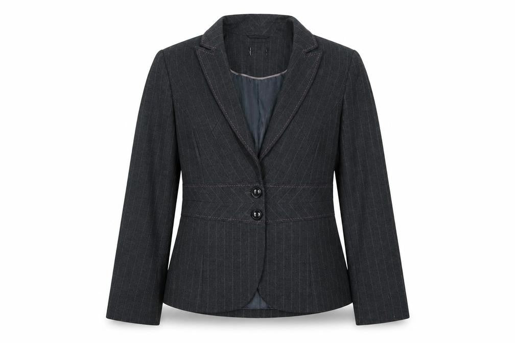 Preworn Womens Grey Striped  Jacket Blazer Size 14
