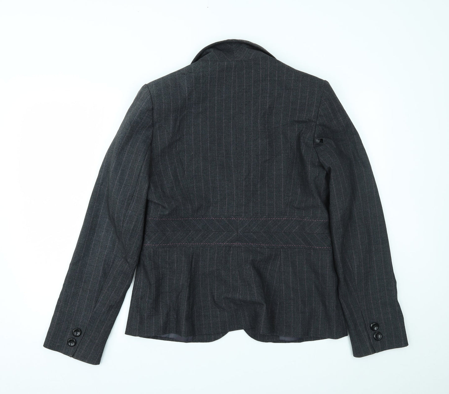 Preworn Womens Grey Striped  Jacket Blazer Size 14
