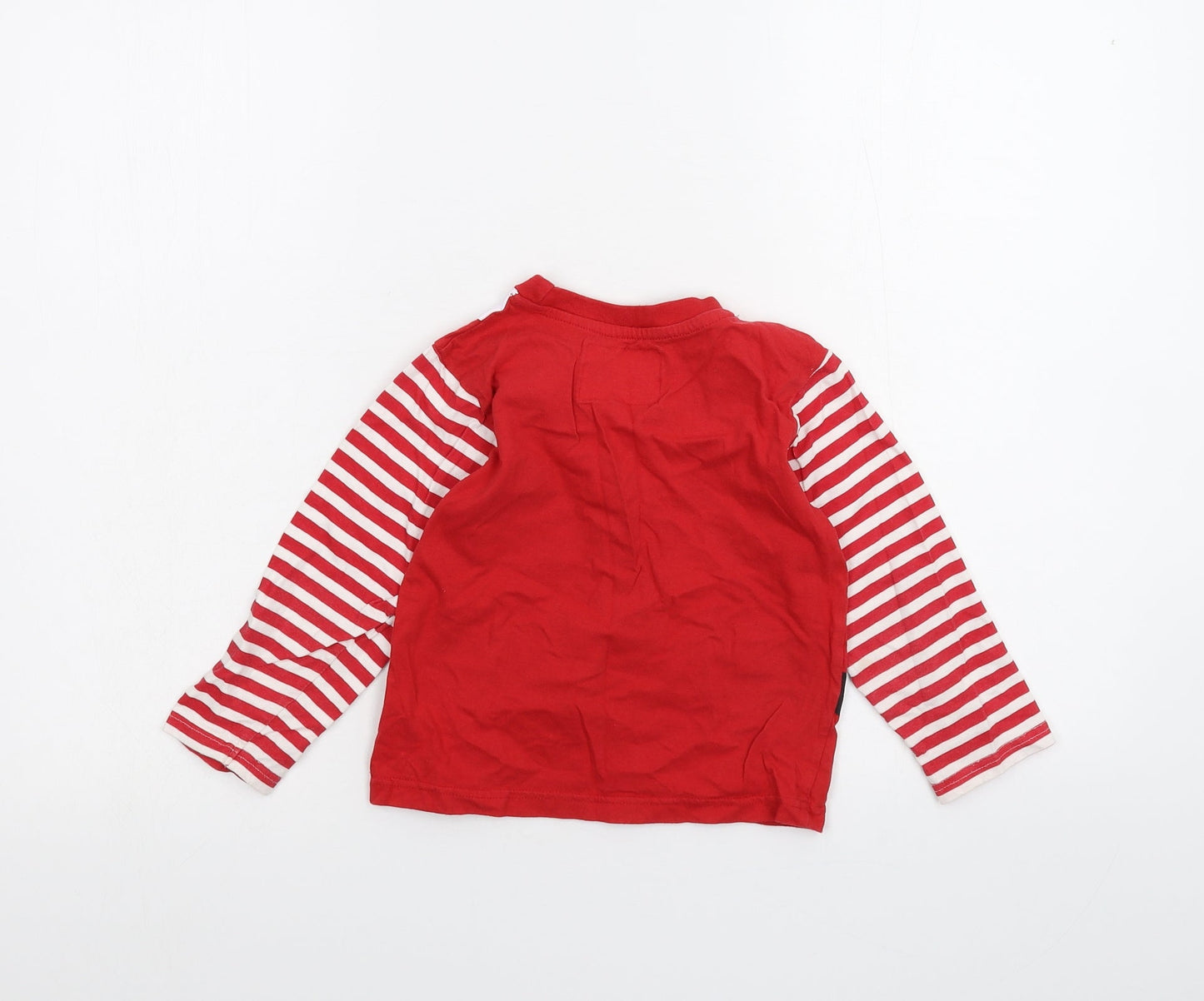 Preworn Girls Red Striped  Basic T-Shirt Size 5-6 Years