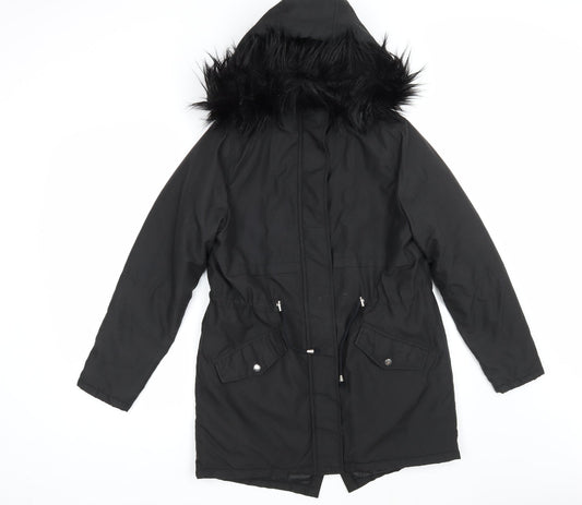 New Look Womens Black   Parka Coatigan Size 8