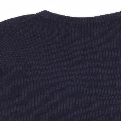 Close-up detail of Only & Sons men’s blue jumper, size M