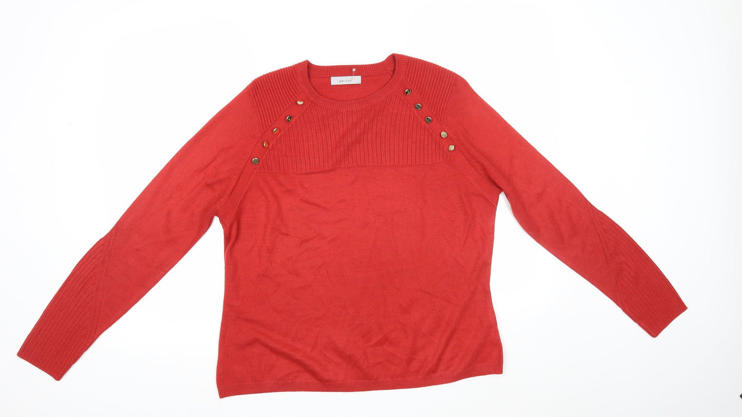 Per Una Womens Red  Knit Pullover Jumper Size M