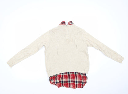 Primark Womens Beige Check  Pullover Jumper Size S