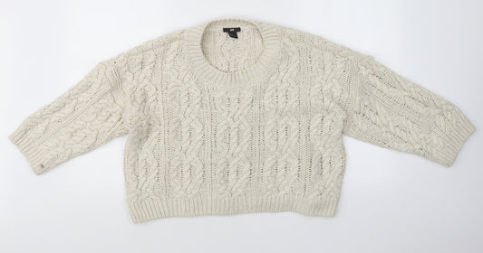 H&M Womens White   Pullover Jumper Size M