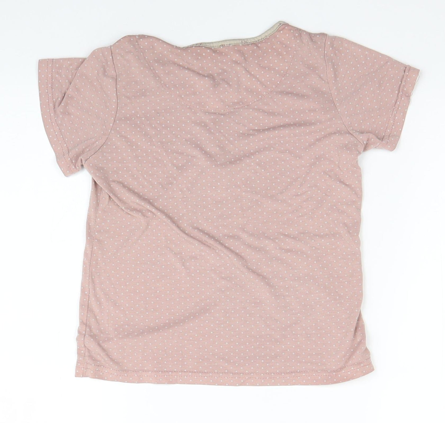 Preworn Girls Beige Spotted  Basic T-Shirt Size 7 Years