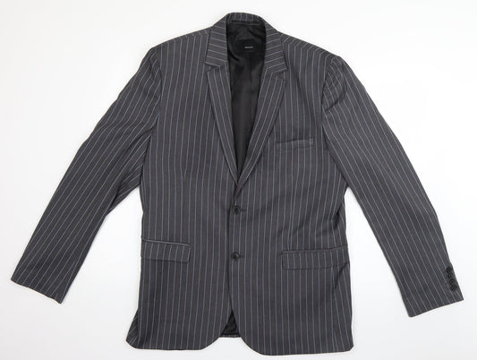 H&M Mens Grey Striped  Jacket Suit Size L