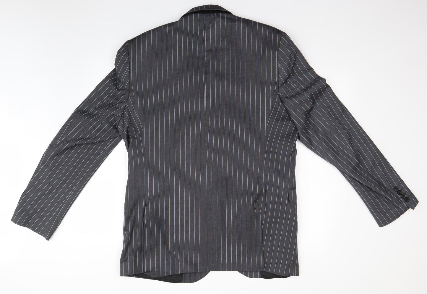 H&M Mens Grey Striped  Jacket Suit Size L